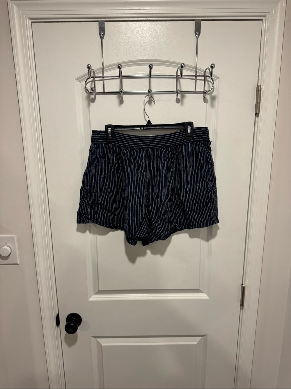 GAP Navy and White Pinstripe Women's Shorts, better for a large